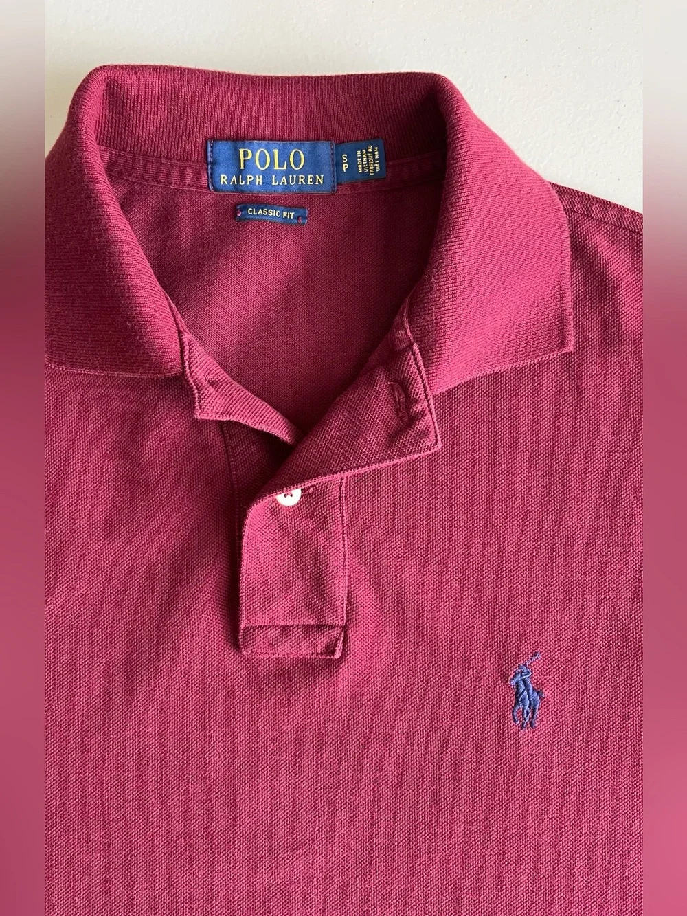 Polo Ralph Lauren Mesh Classic Fit Polo Shirt Burgundy Size S Pony Logo
